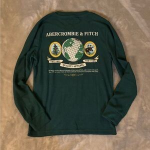 Abercrombie & Fitch Forest Green Graphic Back-Print Long Sleeve